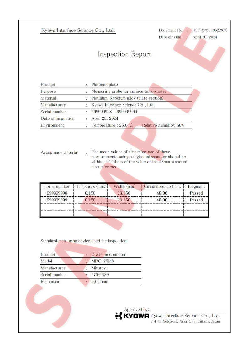 Wilhelmy Plate_General Calibration_Sample